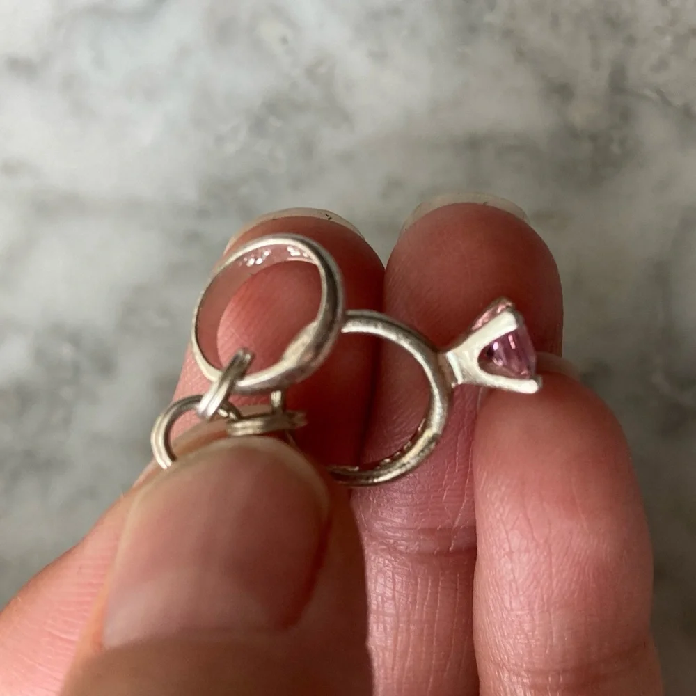 Sterling Wedding Ring Set Charm